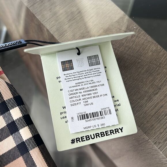 BURBERRY Kids Mini Nigella One Piece Swimsuit, Beige Check, NWT, Size 12M - Picture 5 of 8